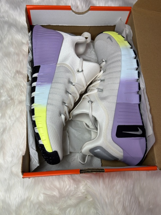 Nike Shoes - Nike Women’s White Sneakers with Purple and Yellow Gradient Sole